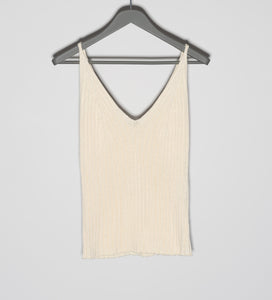 Ribbed knitted linen and cotton top