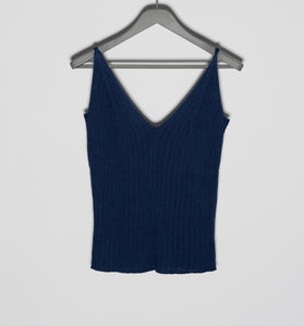 Ribbed knitted linen and cotton top