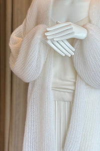 Mohair  Silk Long Cardigan with Fluffy Sleeves