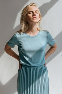 Classic Silk And Cotton Short Sleeve Top