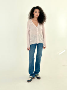 Mohair Silk Relaxed V-Neck Cardigan