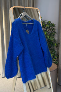 Mohair Silk Relaxed Sweater with V-Neck
