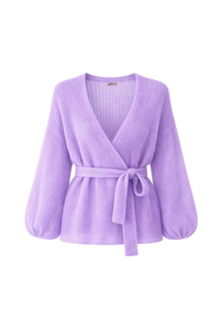 【mikity】Wholegarment silkmohair cardi Mohair Silk Short Cardigan with Fluffy Sleeves – MaiMai