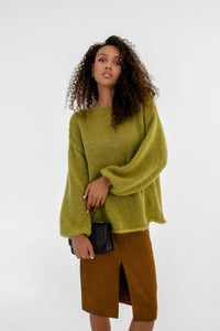 Mohair Silk Sweater with Boat Neck