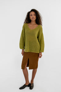 Mohair Silk Relaxed Sweater with V-Neck