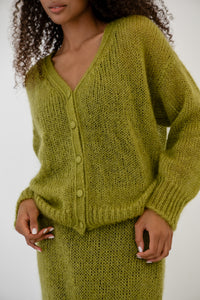 Mohair Silk Relaxed V-Neck Cardigan