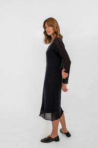 Mohair Silk Long Sleeve Midi Dress