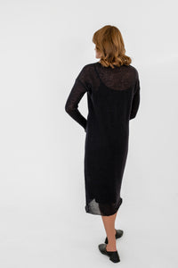 Mohair Silk Long Sleeve Midi Dress