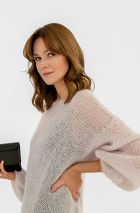 Mohair Silk Relaxed Sweater with V-Neck