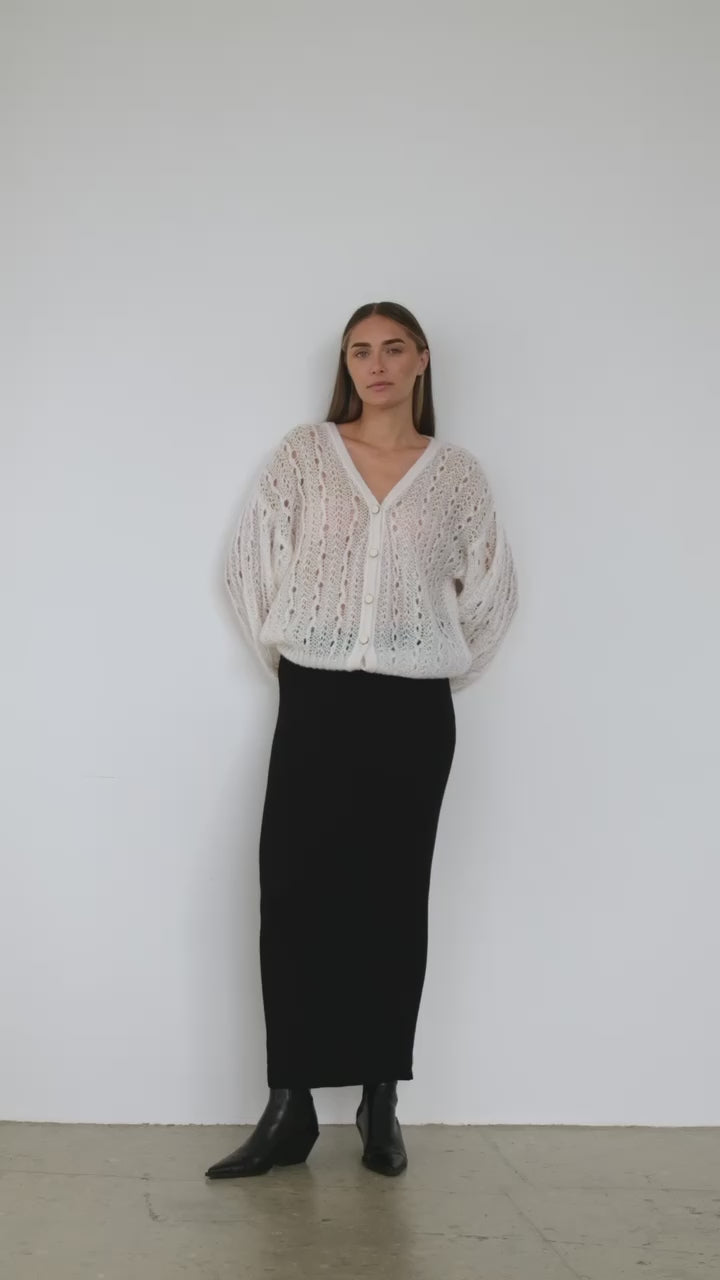 Short Mohair And Silk Lace Cardigan